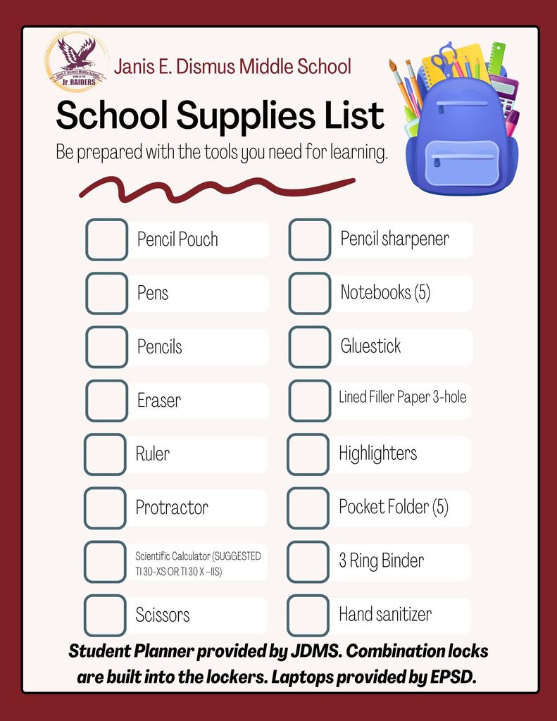 School Supplies List 